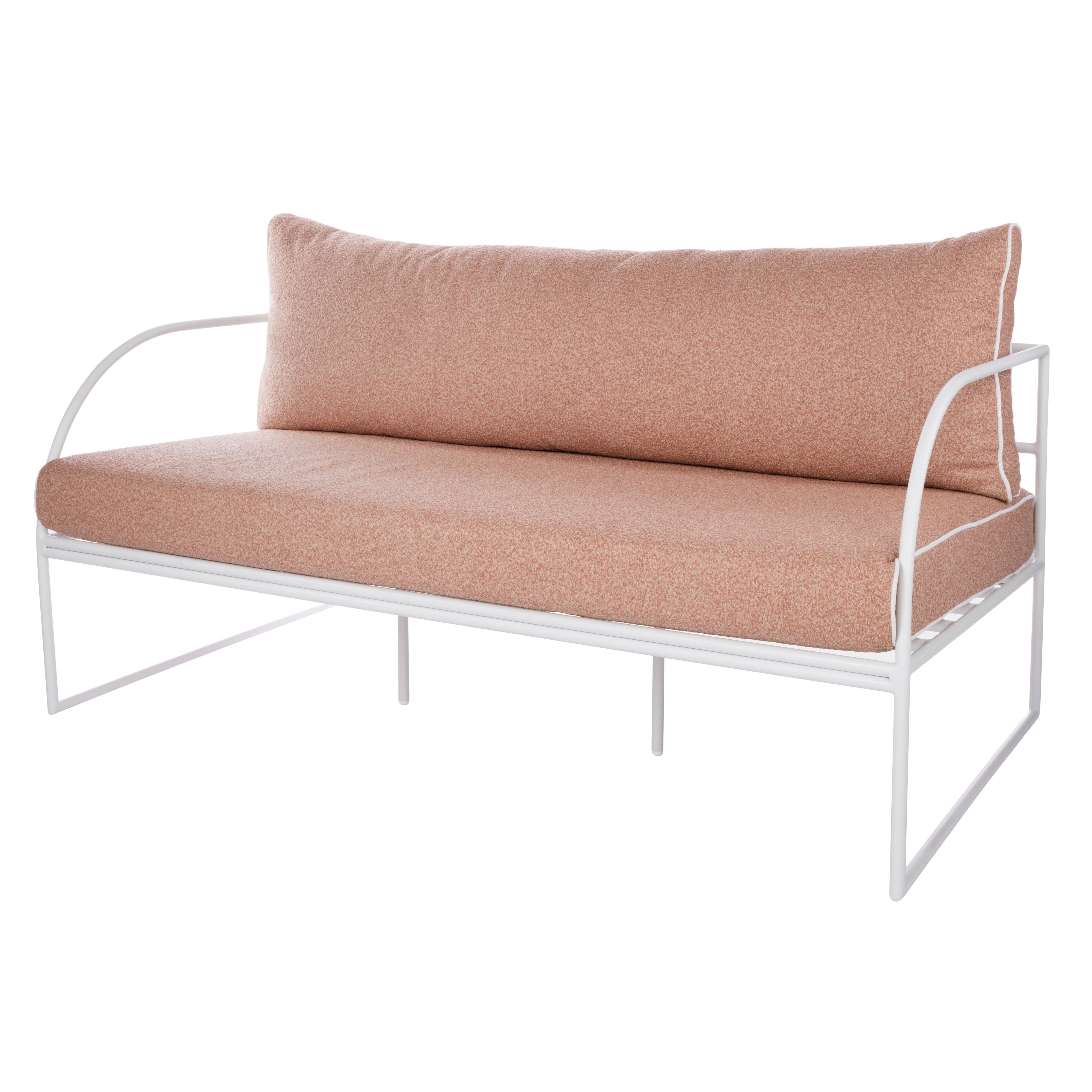 REEVE OUTDOOR 2 SEATER SOFA PINK & WHITE