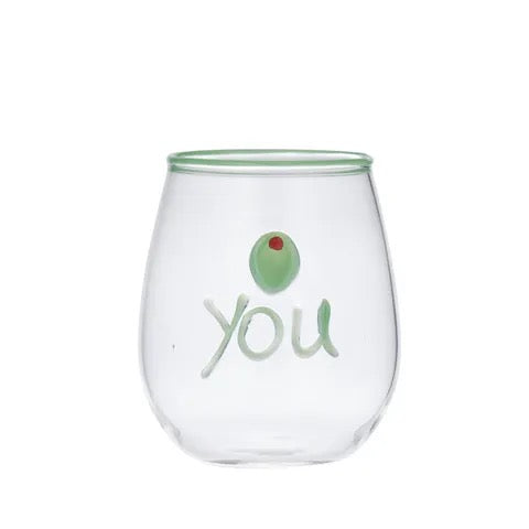 OLIVE YOU GLASS TUMBLER