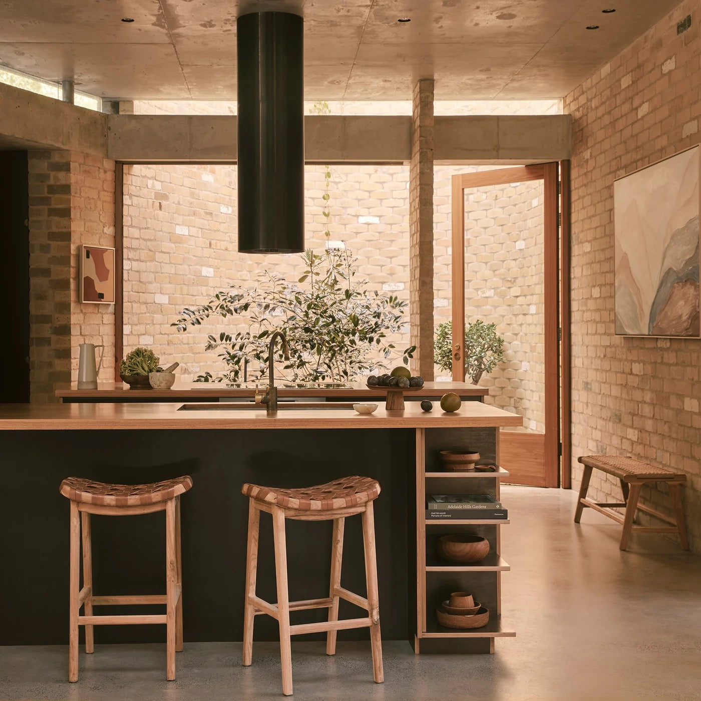 Ellery Woven Leather Barstool