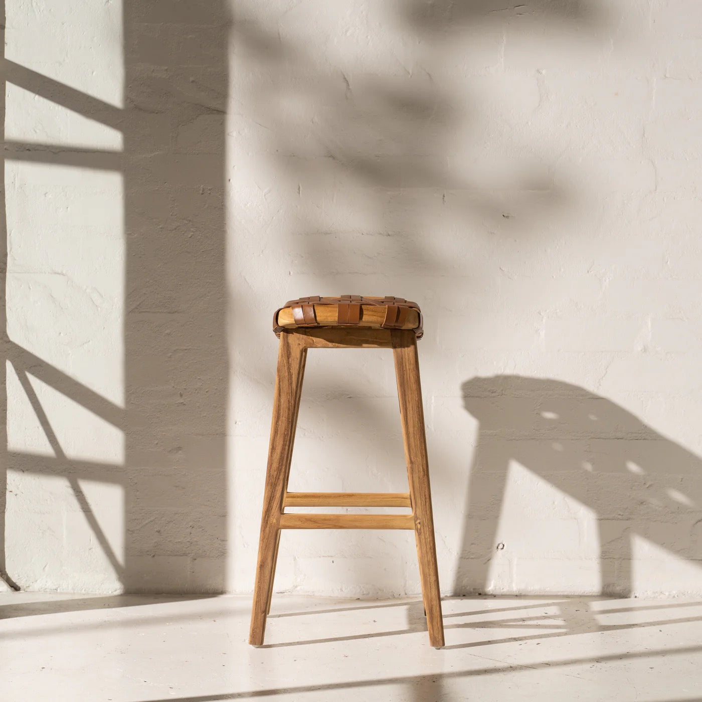 Ellery Woven Leather Barstool
