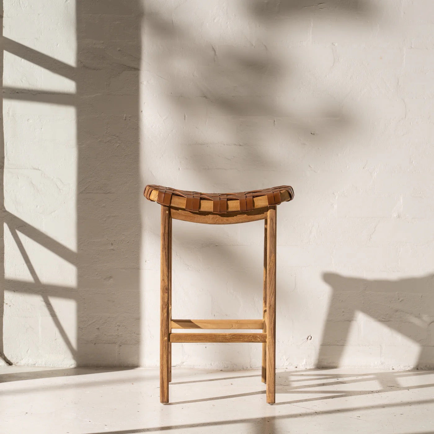 Ellery Woven Leather Barstool
