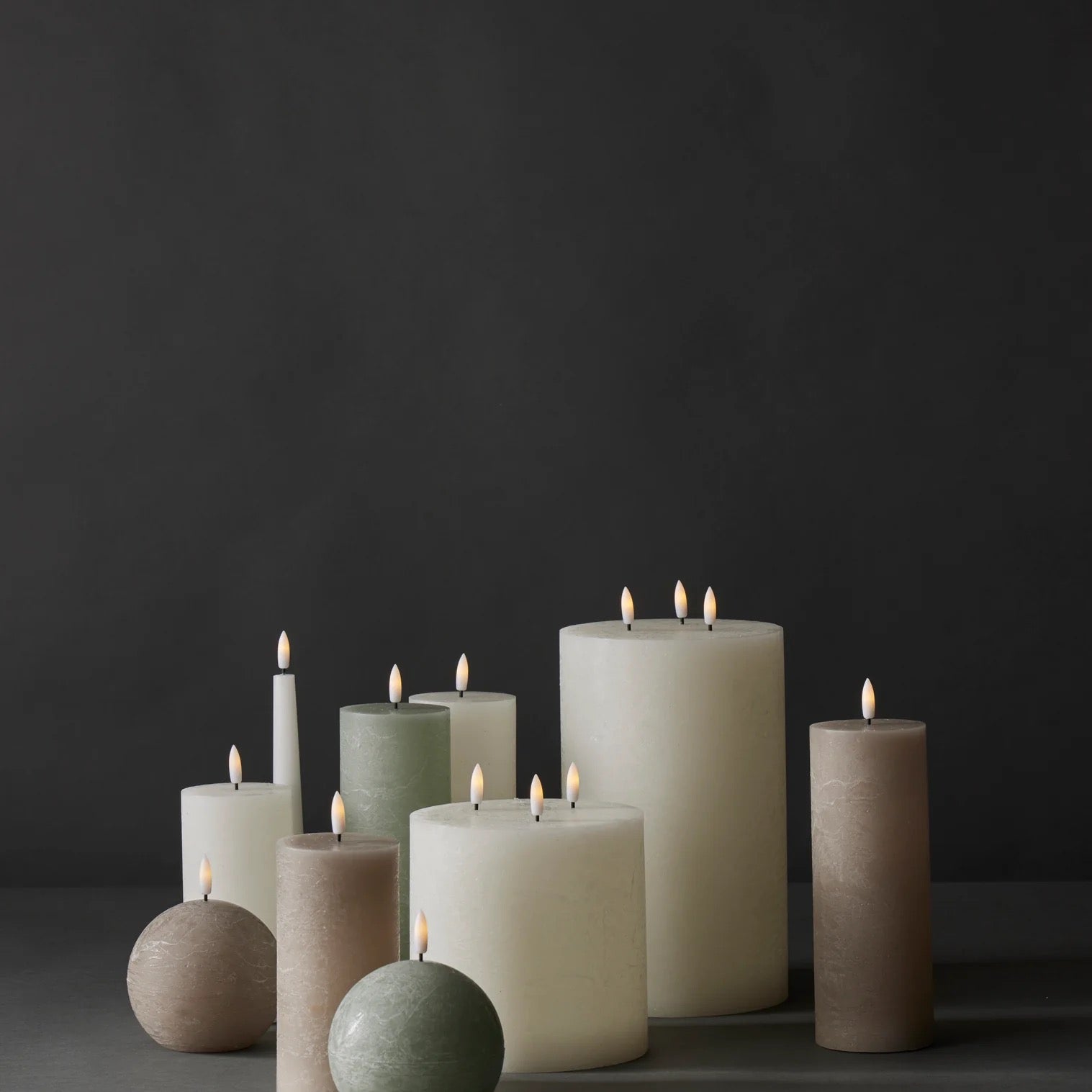 Hughe LED Flickering Candles - Sage