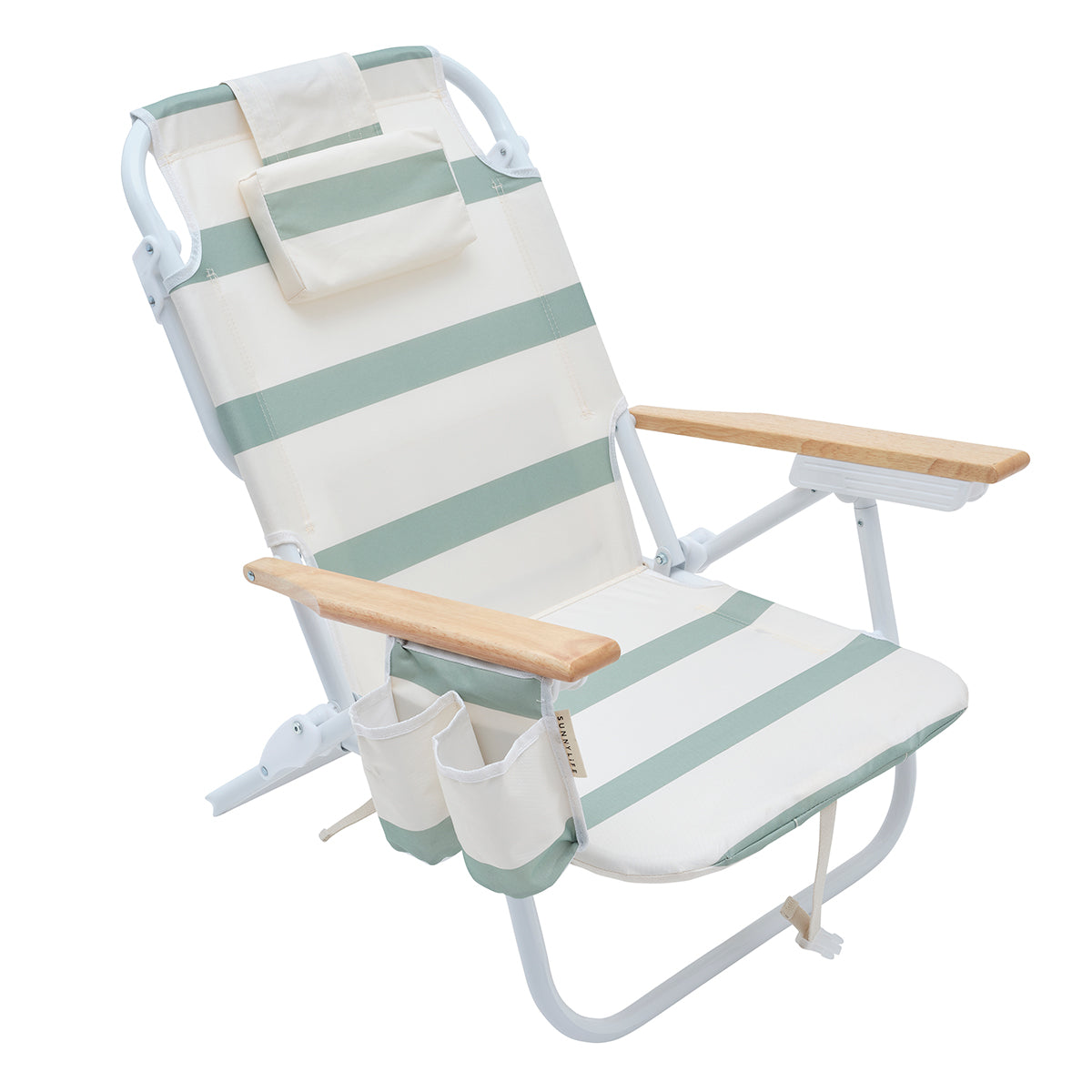 Deluxe Beach Chair Sea Sage Stripe