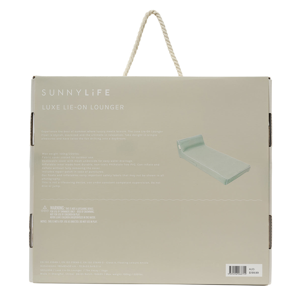 Luxe Lie-On Lounger Float The Vacay Sage