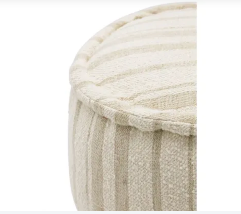 SHAW HANDLOOM POUF - ECRU & NATURAL