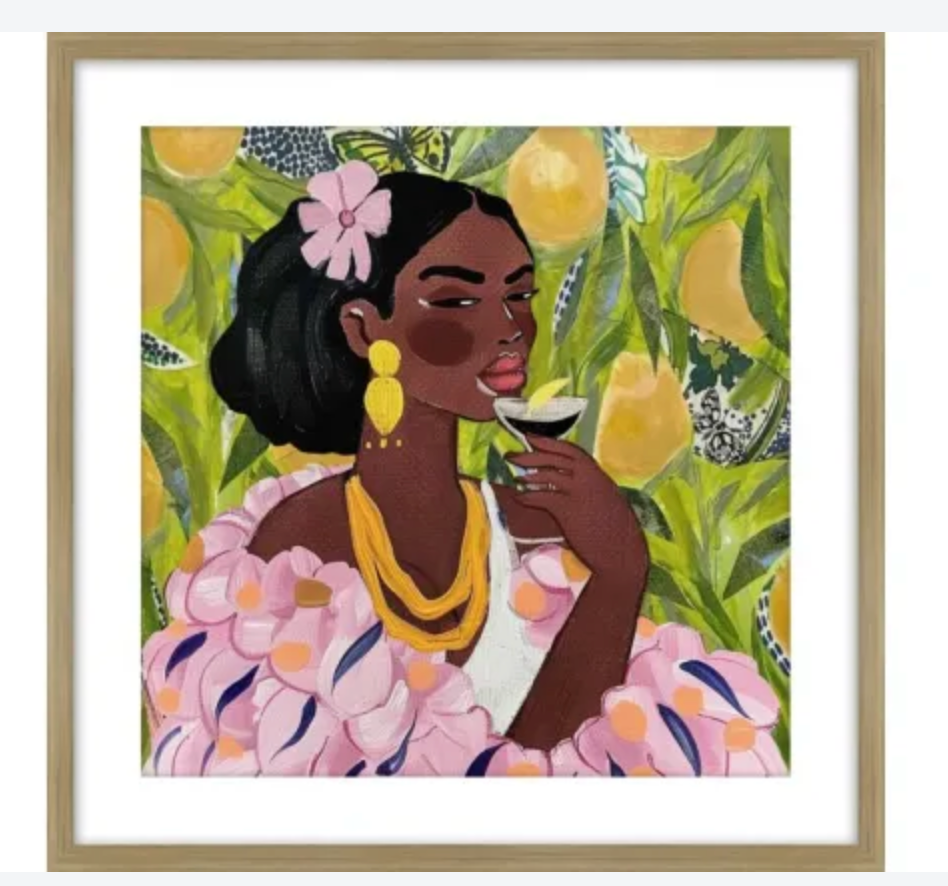 ALVITA B GLASS FRAMED PRINT - OAK