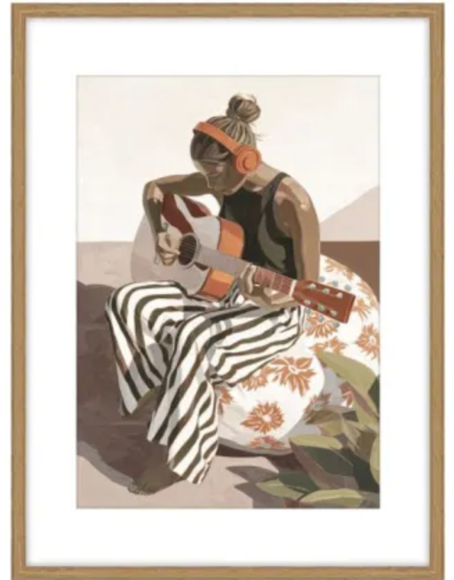 THE MUSICIAN A GLASS FRAMED ART - WOOD