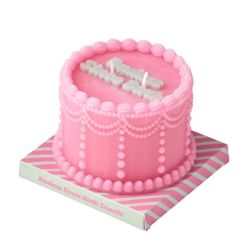 Badass Birthday Cake Candle Pink